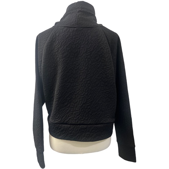 Juicy Couture jacquard quilted crop pullover black medium cowl neck thumb holes - Picture 5 of 8